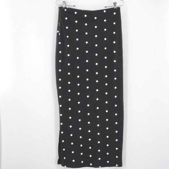 FabAlley Midi Straight Skirt Womens Size Medium Side Slit Polka Dots 90s Style - Picture 3 of 9